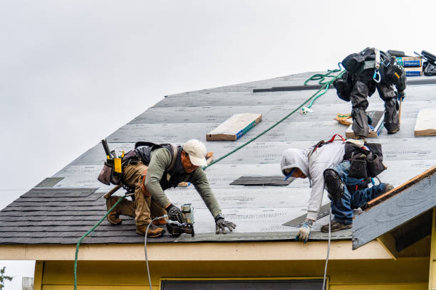 Professional Gutter Installation technician working in Columbia, CA